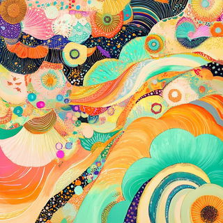 Waterfall Parallax style, Midjourney V6.1: creative pattern composition