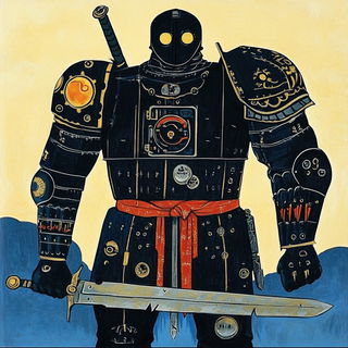Redwire Overgrowth Expedition style, Midjourney V6.1: concept art character design of retropunk steam knight