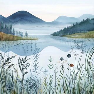 Champleve City style, Midjourney V6.1: realistic landscape photograph of quiet dawn