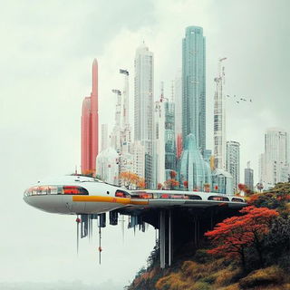 Amberwarp style, Midjourney V6.1: megacity with futuristic bioarchitecture