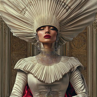 Terracopy style, Midjourney V6.1: haute-couture fashion outfit