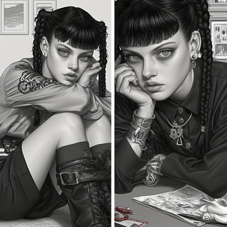 Terracopy style, Midjourney V6.1: black-and-white manga comic strip