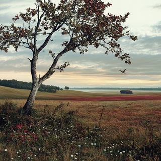 Terracopy style, Midjourney V6.1: realistic landscape photograph of quiet dawn