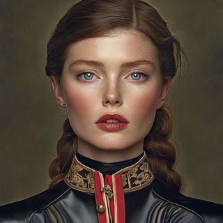 Terracopy style, Midjourney V6.1: photographic portrait of female protagonist