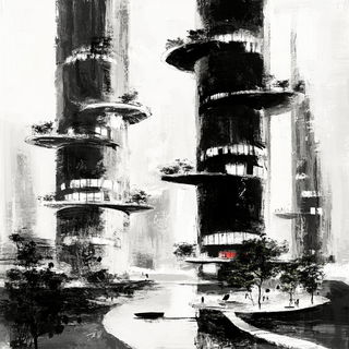 Mythomechanical style, Midjourney V6.1: megacity with futuristic bioarchitecture