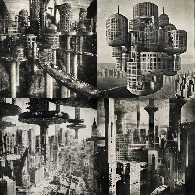 Paintflora Oddity style, Midjourney V6.1: megacity with futuristic bioarchitecture
