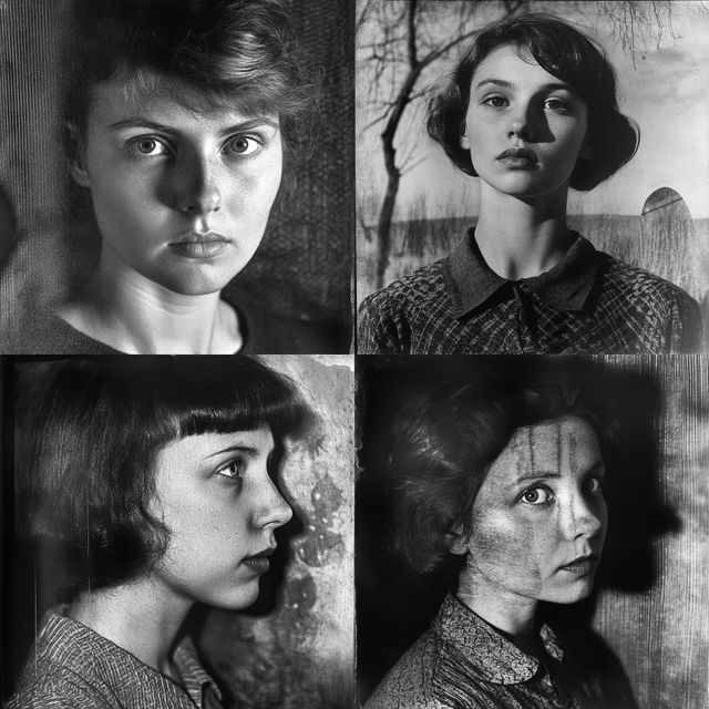 Paintflora Oddity style, Midjourney V6.1: photographic portrait of female protagonist
