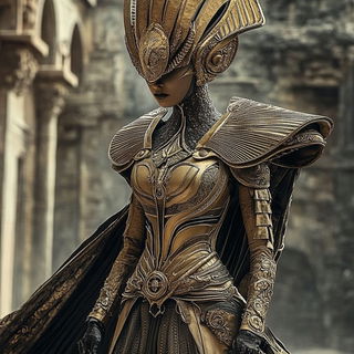 Whitevoid Armatures style, Midjourney V6.1: haute-couture fashion outfit