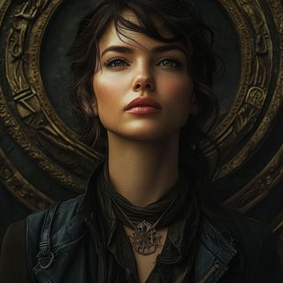 Whitevoid Armatures style, Midjourney V6.1: photographic portrait of female protagonist