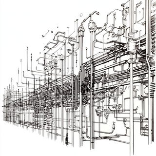 Glazewave style, Midjourney V6.1: technical infrastructure blueprint schematics