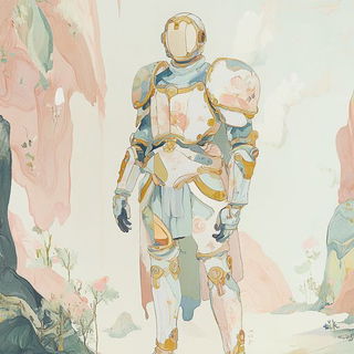 Pagodafable style, Midjourney V6.1: concept art character design of retropunk steam knight
