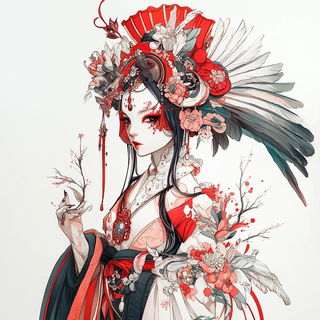 Inkedrift Adventureism style, Midjourney V6.1: haute-couture fashion outfit