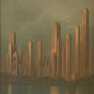 Stratigraphic Curlicue style, Midjourney V6.1: megacity with futuristic bioarchitecture