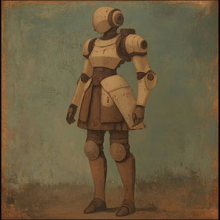 Stratigraphic Curlicue style, Midjourney V6.1: concept art character design of retropunk steam knight
