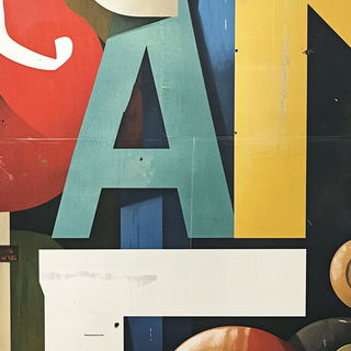 Castletangle style, Midjourney V6.1: typographic composition with large letters