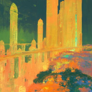 Kiteborne style, Midjourney V6.1: megacity with futuristic bioarchitecture