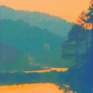 Kiteborne style, Midjourney V6.1: realistic landscape photograph of quiet dawn