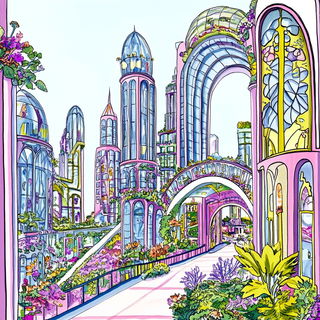 Tealithography style, Midjourney V6.1: megacity with futuristic bioarchitecture