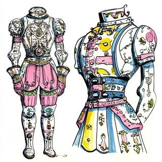 Tealithography style, Midjourney V6.1: concept art character design of retropunk steam knight