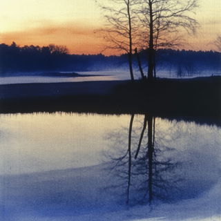 Sinosauria style, Midjourney V6.1: realistic landscape photograph of quiet dawn