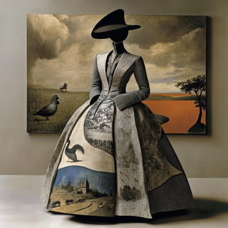 Geometric Broderie style, Midjourney V6.1: haute-couture fashion outfit
