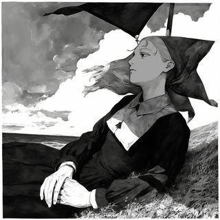 Geometric Broderie style, Midjourney V6.1: black-and-white manga comic strip