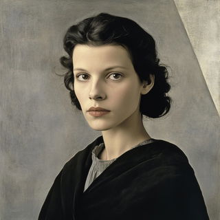 Geometric Broderie style, Midjourney V6.1: photographic portrait of female protagonist