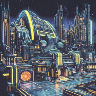 Chromamanga style, Midjourney V6.1: megacity with futuristic bioarchitecture