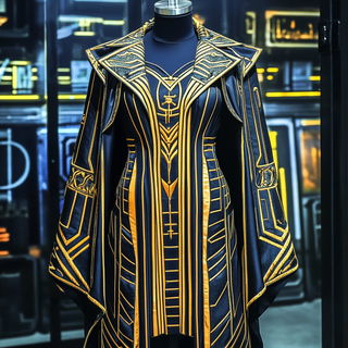 Chromamanga style, Midjourney V6.1: haute-couture fashion outfit