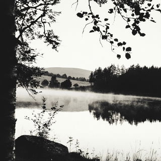 Impastomorph style, Midjourney V6.1: realistic landscape photograph of quiet dawn