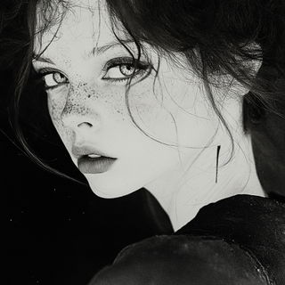 Impastomorph style, Midjourney V6.1: photographic portrait of female protagonist