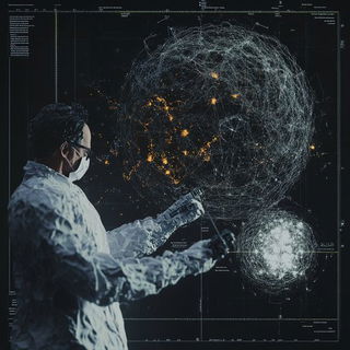 Monumentojux style, Midjourney V6.1: editorial illustration for popular scientific magazine cover
