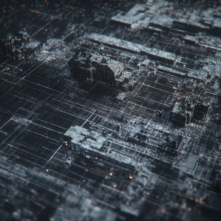 Monumentojux style, Midjourney V6.1: technical infrastructure blueprint schematics