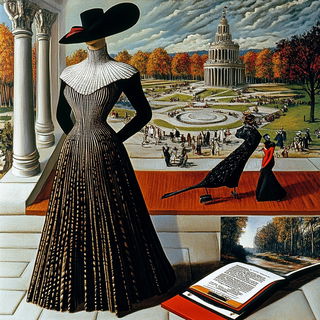 Risocephalics style, Midjourney V6.1: haute-couture fashion outfit