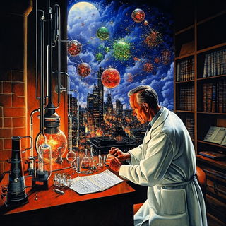 Risocephalics style, Midjourney V6.1: editorial illustration for popular scientific magazine cover