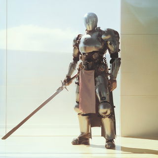 Florascope style, Midjourney V6.1: concept art character design of retropunk steam knight