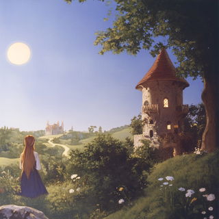 Florascope style, Midjourney V6.1: retro fairy-tale illustration
