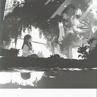 Florascope style, Midjourney V6.1: black-and-white manga comic strip