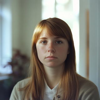 Florascope style, Midjourney V6.1: photographic portrait of female protagonist