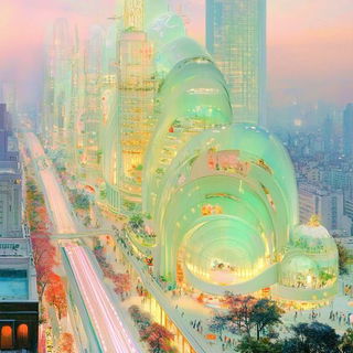 Reliefornament style, Midjourney V6.1: megacity with futuristic bioarchitecture