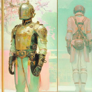 Reliefornament style, Midjourney V6.1: concept art character design of retropunk steam knight