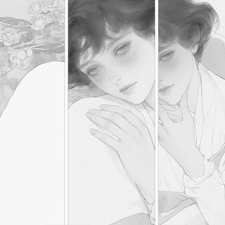 Reliefornament style, Midjourney V6.1: black-and-white manga comic strip