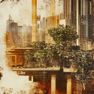 Saltleaf Gilding style, Midjourney V6.1: megacity with futuristic bioarchitecture