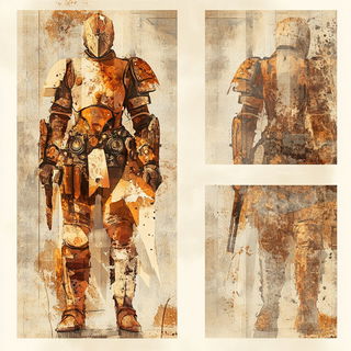 Saltleaf Gilding style, Midjourney V6.1: concept art character design of retropunk steam knight