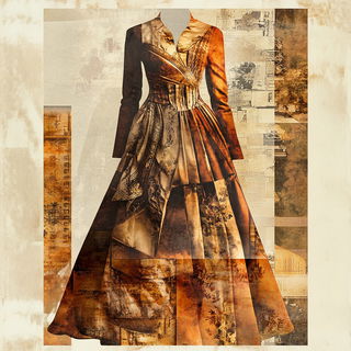 Saltleaf Gilding style, Midjourney V6.1: haute-couture fashion outfit