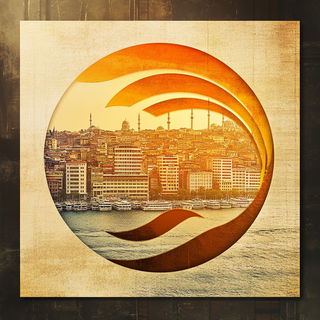 Saltleaf Gilding style, Midjourney V6.1: bold minimalist logo design for Istanbul city municipal services