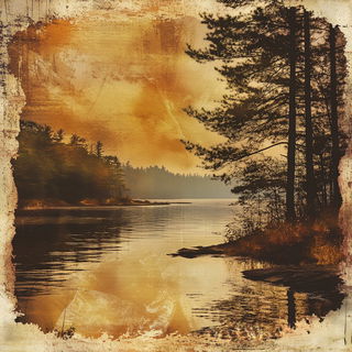 Saltleaf Gilding style, Midjourney V6.1: realistic landscape photograph of quiet dawn