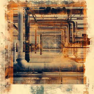 Saltleaf Gilding style, Midjourney V6.1: technical infrastructure blueprint schematics