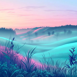 Neonbarocline style, Midjourney V6.1: realistic landscape photograph of quiet dawn