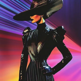 Voltage Thicket style, Midjourney V6.1: haute-couture fashion outfit